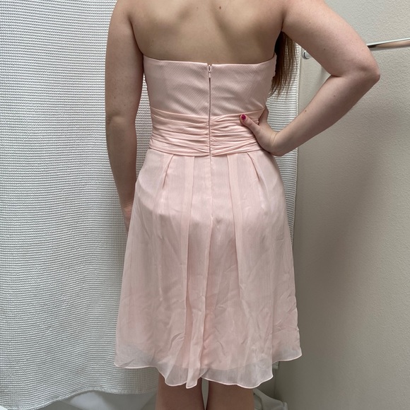 Women’s NWT David’s Bridal pink “petal colored” strapless dress. Size 4. - Picture 4 of 16